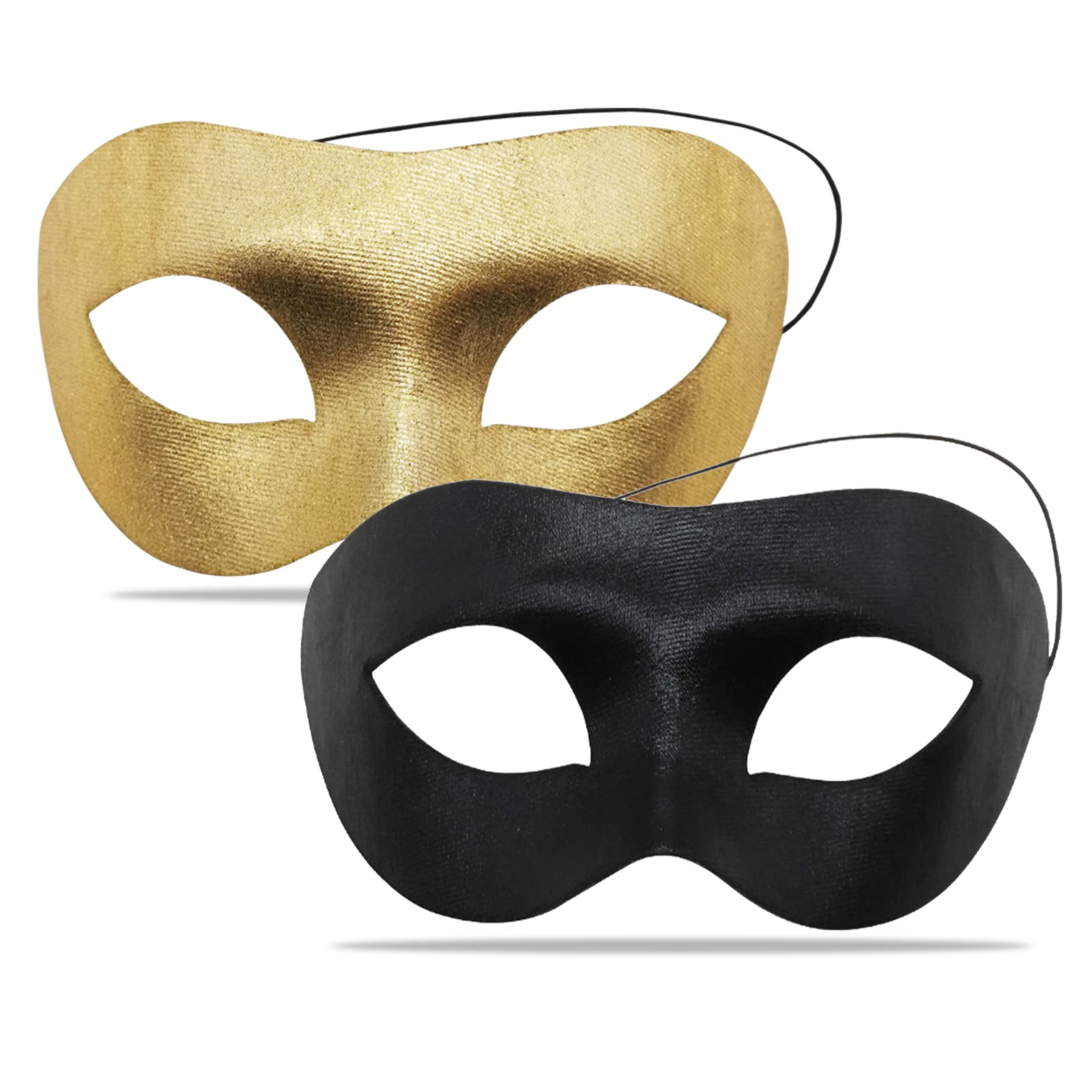Cosysparks Masquerade Mask,Black Halloween Mask Classic Gold Masquerade Ball Masks Cosplay Carnival Masks With Elastic Rope for Man Women Couple(Black+Gold)