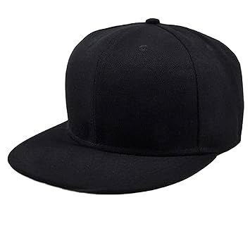 plain black flat peak cap
