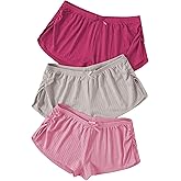 GORGLITTER Women's 3 Piece Sleep Pajama Shorts Micro Mini Low Waist Side Slit Cute Comfy Sleeping Pj Shorts