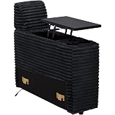 LEVNARY Modular Lift-Top Console with USB Charging and Cup Holders, Center Storage Module for Modular Reclining Sofa (Black)