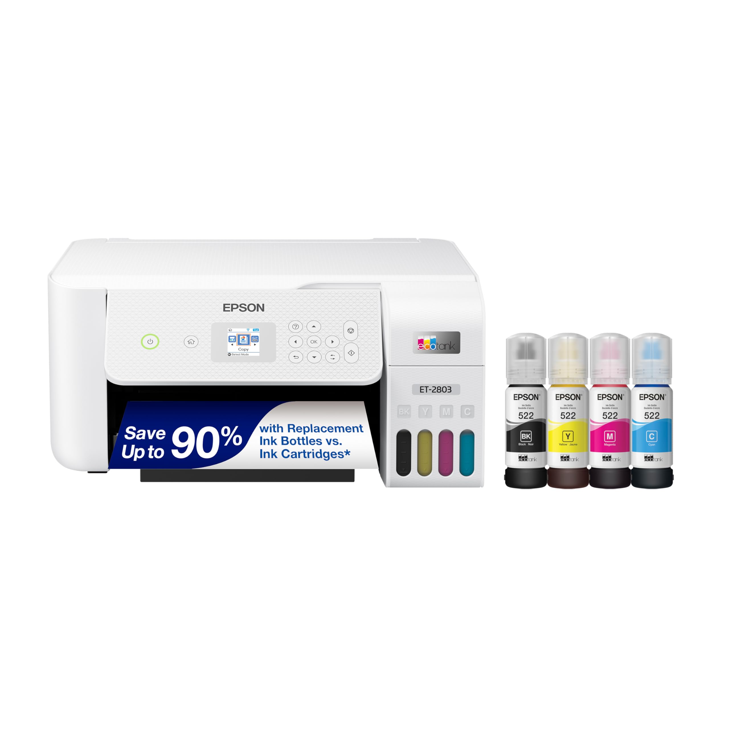Epson EcoTank ET-2803 Wireless Color All-in-One Cartridge-Free Supertank Printer with Scan, Copy and AirPrint Support
