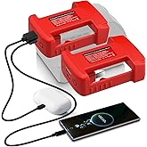 2 Packs USB Charger Adapter for Milwaukee M18 18V Battery,for Battery Holder,Power Ba-ttery Connector with Output Port with USB and Type-C Charging Interface Power Wheel Adapter