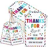 Spiareal 200 Pcs Thank You Gift Tags Bulk Thanks for All You Do Rainbow Tags with String White Paper Gift for Employee Appreciate Wedding Thanksgiving Party