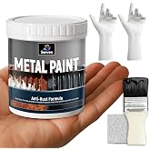 Metal Paint Black 5oz Waterpoof Anti Rust Preventative Black Paint for Metal, Anti Rust Enamel Multi Surface Acrylic White Paints Refinishing Kit for Metals, Gate, Fence, Railing, Craft, Wood, Walls