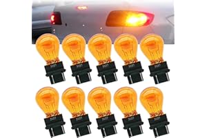 Sumjig 10 PCS Car Halogen Brake Bulb, 3157 12V 21/5W Instrument Light Bulb, Super Bright Automobile Lighting Replacement Accessories, Universal for Most Cars, Trucks and Vans (Amber)