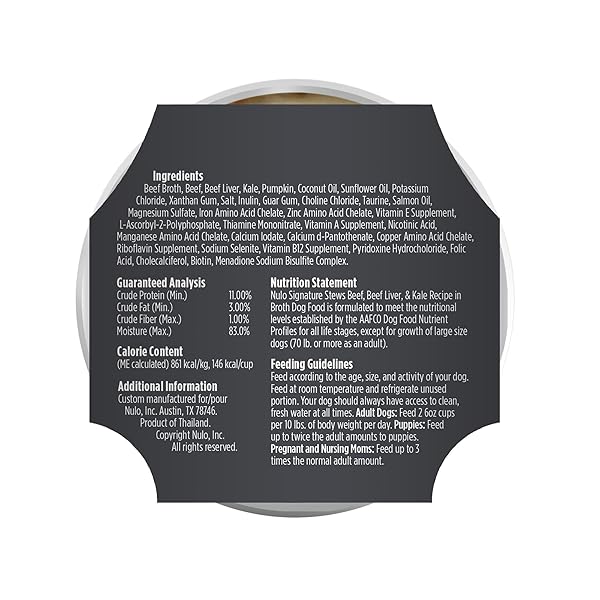 NULO DOG SIGNATURE STEW BEEF, BEEF LIVER, & KALE IN BROTH, 16 X 6 OZ CUP