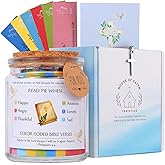 Bible Verse Jar, Christian Gifts For Women Faith, Inspirational Gift for Mom, Read Me When Prayer Bible Jar for Men, Religious Home Decor, 90 Color Coded Scripture Cards with Cross Necklace