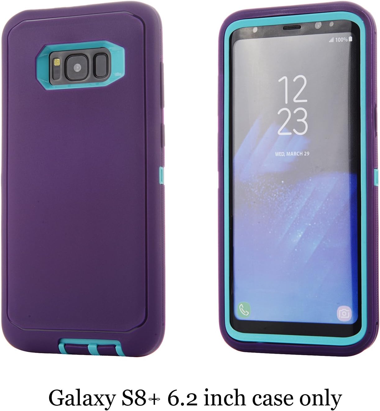 Chanroy - Galaxy S8+ (ONLY) case, Hybrid Rubber Plastic Impact Defender Rugged Hard Protective Case for Samsung Galaxy S8 Plus 6.2 inch(Purple+Teal)