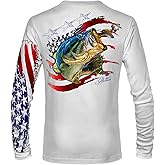 Men’s “American Flag Bass” Comfortable Fishing Shirt-UPF 50+ Interlocking Fabric, Quick-Dry, Ideal for Anglers (JM016)