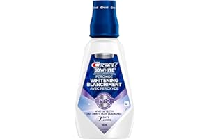 Crest 3D White Peroxide Mouthwash/Mouth Rinse, Strengthens Enamel, Whitens Teeth, Prevents Cavities, Alcohol Free, Contains F