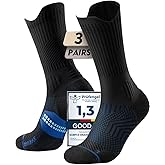 Juclise Bamboo Viscose Compression Running Socks, Athletic Basketball Hiking Workout Golf Padded Anti-Blister Wicking