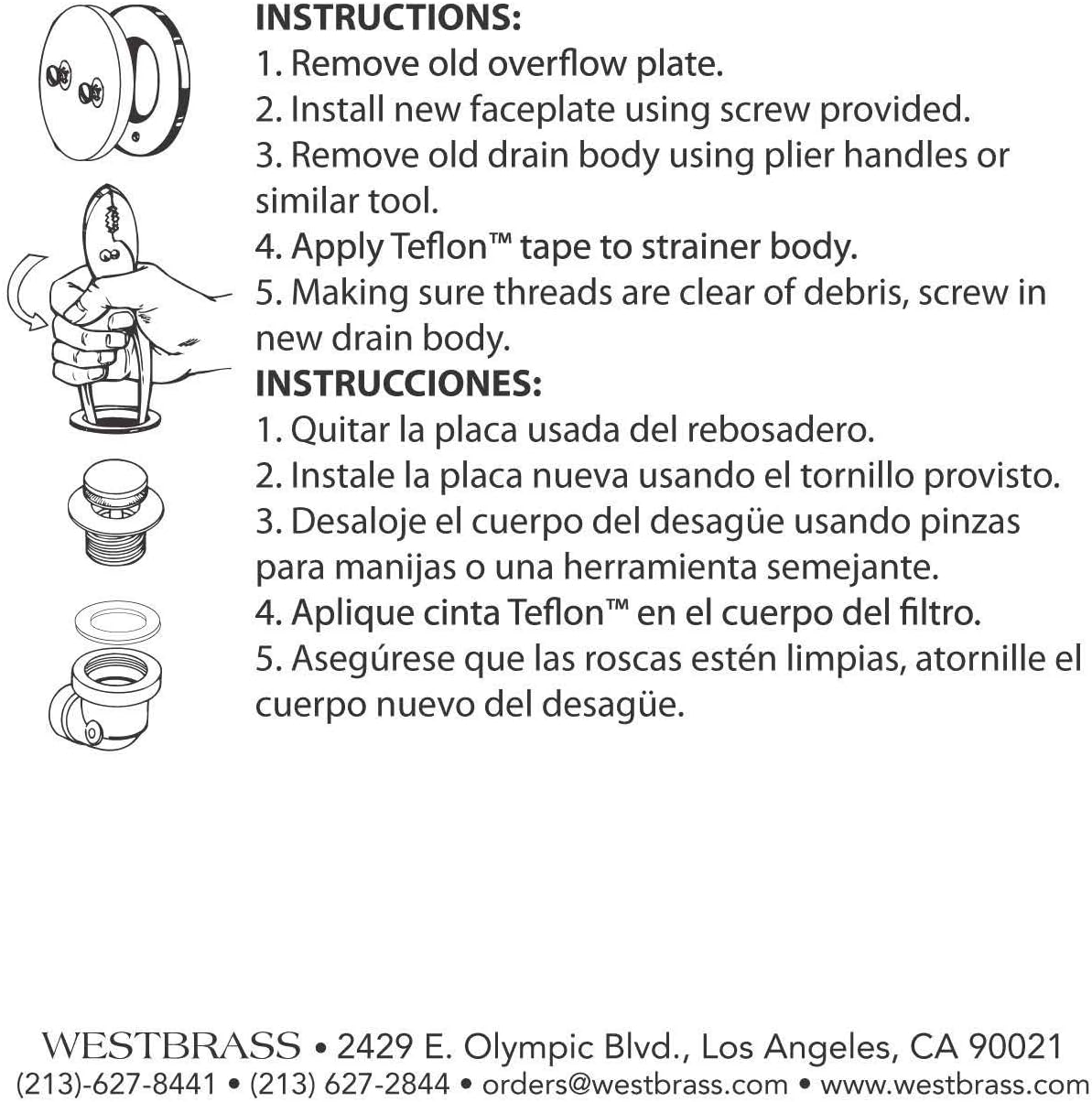 Westbrass R93-2-62 Tip Toe Tub Trim Set, Matte Black - - 