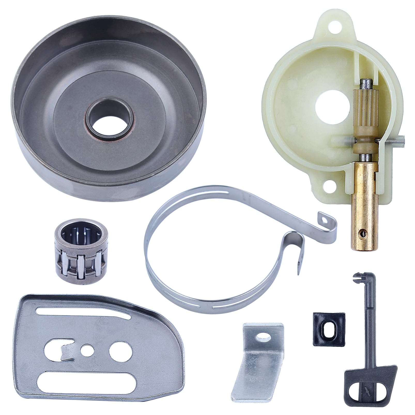Haishine Clutch Drum Oil Pump Brake Band Bar Plate Choke Rod Kit for Husqvarna 142 137 136 36 41 Chainsaw