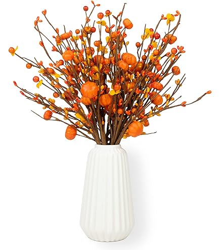 Lot De 32 Tiges De Baies Artificielles D'automne Orange Pour Couronne