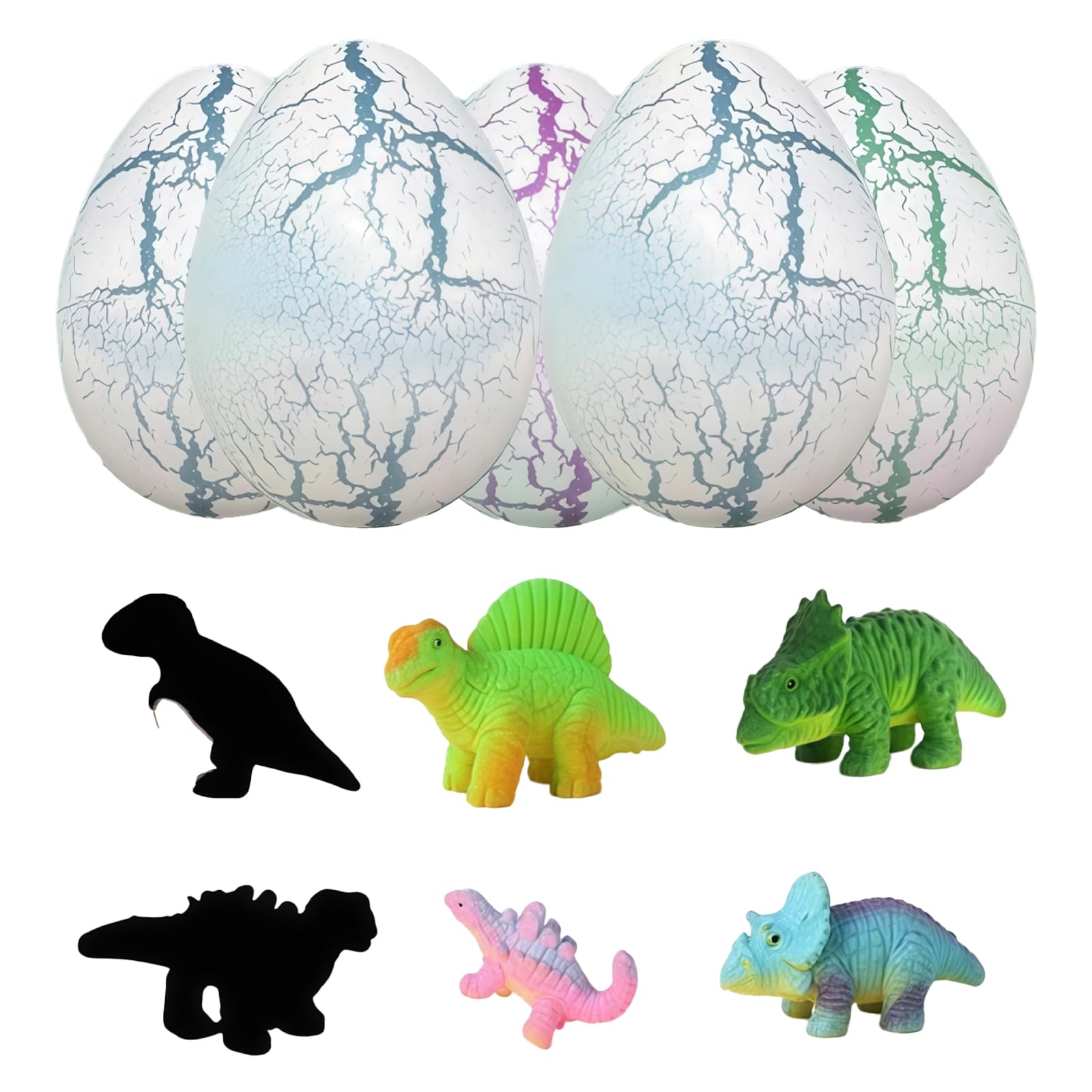 QIANSSE Dinosaur Hatching Rainbow Eggs, 5 Pack for Kids Dinosaur Egg Hatch Toys for Girls Boys Age 3-8 Holiday Birthday Gift