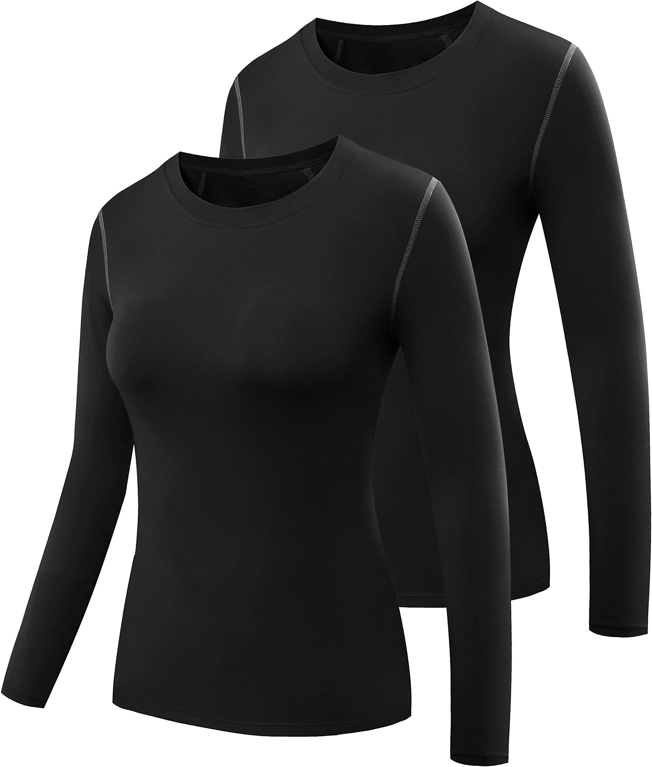 HuaTu Women Performance Compression Base Layer Long Sleeve Crew Neck Tops Tee T Shirts