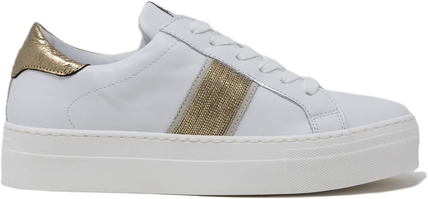 MELINE Women's shoes leather white gold White Size 4 UK Amazon.co.uk
