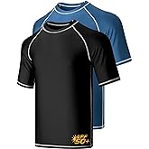 Liberty Imports 2-Pack Men's UV Short Sleeve Swim Shirts Loose Fit Rash Guards