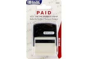 BAZIC Products Paid Self-Inking Stamp with Red Ink for Office, Business, and Documents, Easy Refillable Pad, Crisp & Clear Impressions, 1-Pack