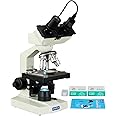OMAX 40-2500X LED Digital Binocular Compound Microscope 1.3MP Camera + Blank Slides + Covers + Lens Paper