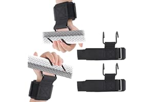 Penitue 2pcs Weight Lifting Hooks for Men and Women, 200lbs Black Fitness Wrist Hook Weight Grip Straps with Hooks for Gym St