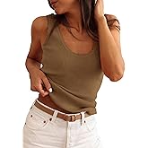 PRETTYGARDEN Womens Summer Sleeveless Tank Tops 2026 V Neck Ruffle Lightweight Ribbed Knit Shirt Casual Going Out Top