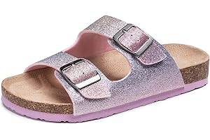 FITORY Boys Girls Glitter Slide Sandals, Cork Slipper with Adjustable Straps for Little Kid/Big Kid