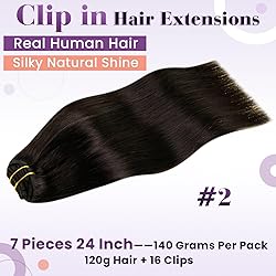 LaaVoo Clip in Hair Extensions Real Human Hair 24