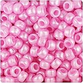BeadTin Light Pink Pearl 9mm Barrel Pony Beads (500pcs)