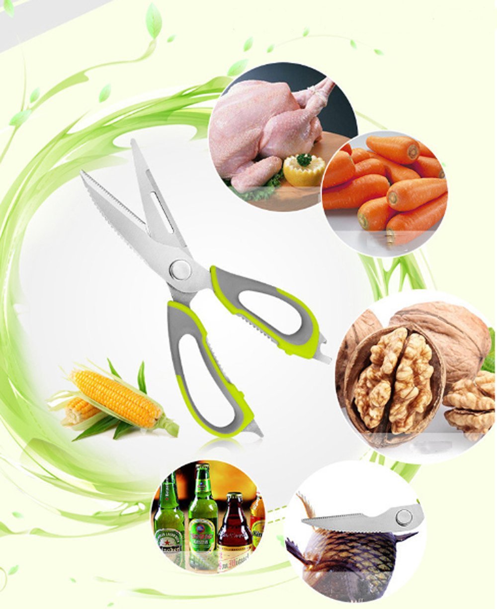 Kitchen Shears,Hexun Heavy Duty Kitchen Scissors with Magnetic Holder-Cutting Sharp Blade- Poultry Shears (Green)