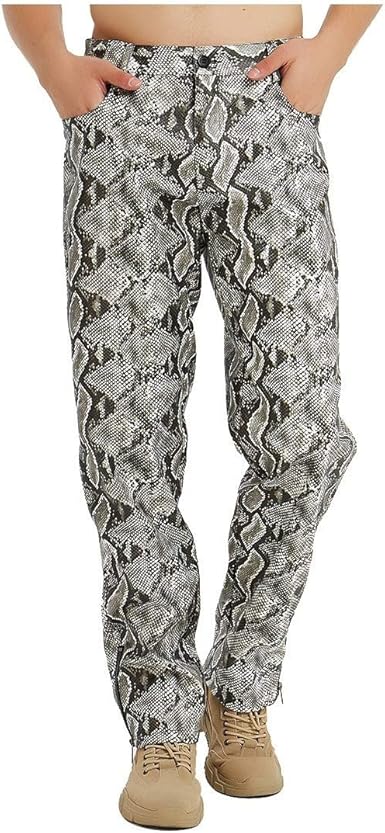 snake print pu trousers