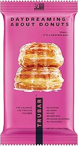 TRUBAR Vegan Protein Bar, Daydreaming About Donuts, Gluten Free, Plant Based Protein, Dairy Free, Non GMO, Soy Free, No Sugar