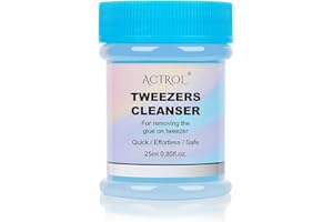 ACTROL Eyelash Extensions Tweezer Cleanser 1 Bottles Lash Tweezers Cleaning Tool for Lash Glue Remover with Sponge Blue Ball Lash Tweezer Liquid Supplies 25ml