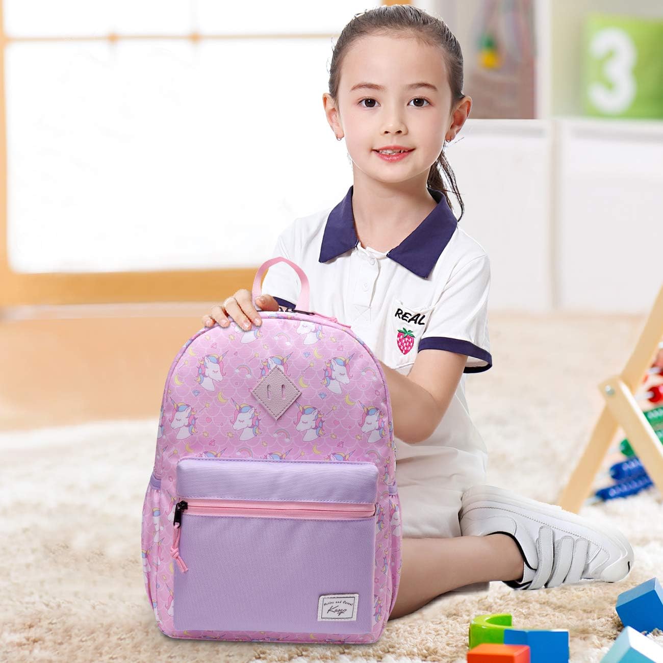 Kasgo Kids Backpack for Girls Ages 6-9, 13L Lightweight Y1 Primary School Bag, Fits A4 Folder, Water-Resistant - Image 3