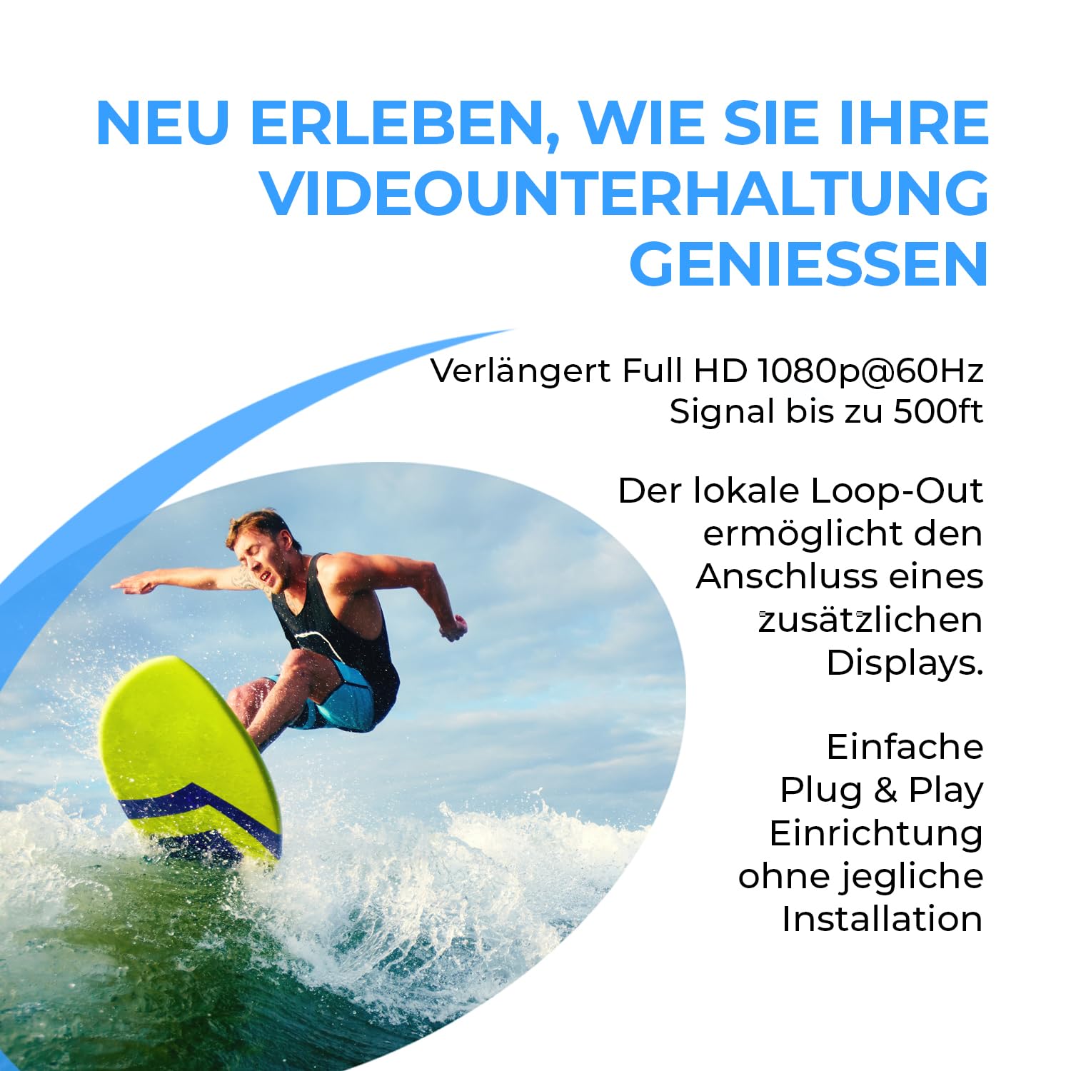 OREI 1080p HDBaseT HDMI Extender over Cat5e/6 Ethernet LAN cable - Up to 500 Feet, Supports HDCP 1.4, Bi-Directional IR, HDMI Loop-out, RS-232, PoC, HDMI Balun (EX-500IR)