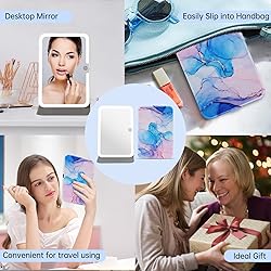 Rechargeable Travel Lighted Makeup Mirror with PU