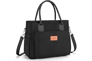 Lunch Bag for Women, Insulated Lunch Box for Work, Large Leakproof Cooler Purse with Side Pockets & Removable Shoulder Strap 