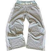 Double Waisted Sweatpants Striped Y2K Wide Leg Baggy Sweatpants Graphic Streetwear Skater Boxer Sweat Pants 2000S