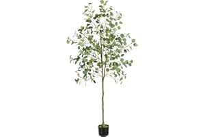 FAGIGY Artificial Eucalyptus Tree,6FT Tall Modern Large Fake Plant Decor,Faux Eucalyptus Tree for Living Room,Bedroom,Entryway, Home Office Indoor Decor