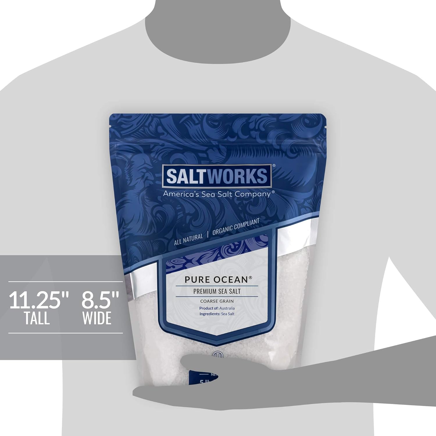 SaltWorks Pure Ocean Sea Salt, Coarse Grain, 5 Pound Bulk Bag: Grocery & Gourmet Food