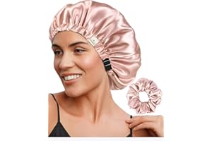 YANIBEST Adjustable Silk Bonnet Double Layer Satin Bonnet Hair Bonnet for Sleeping Bonnets for Women Hats Curly Natural Hair, Blush Pink