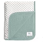 lulumoon Baby Blanket for Newborn Boy: Soft Minky Dotted Backing - Perfect Stroller Blanket for Travel & Baby Shower 30"x40"(Sage)