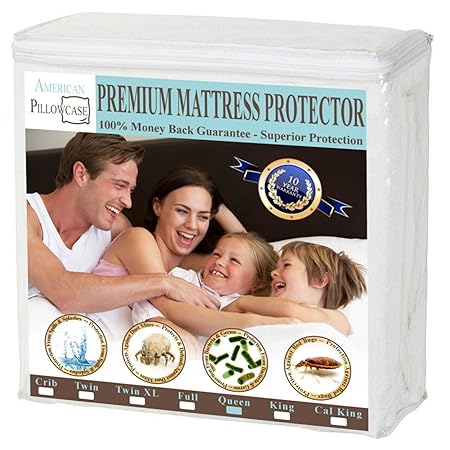 Queen Size Mattress Protector Hypoallergenic Waterproof - Vinyl Free - Fitted Sheet Style