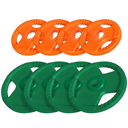 GORILLA SPORTS® Hantelscheibe 50/51 mm Olympia Gummi Gripper 1,25-25 kg