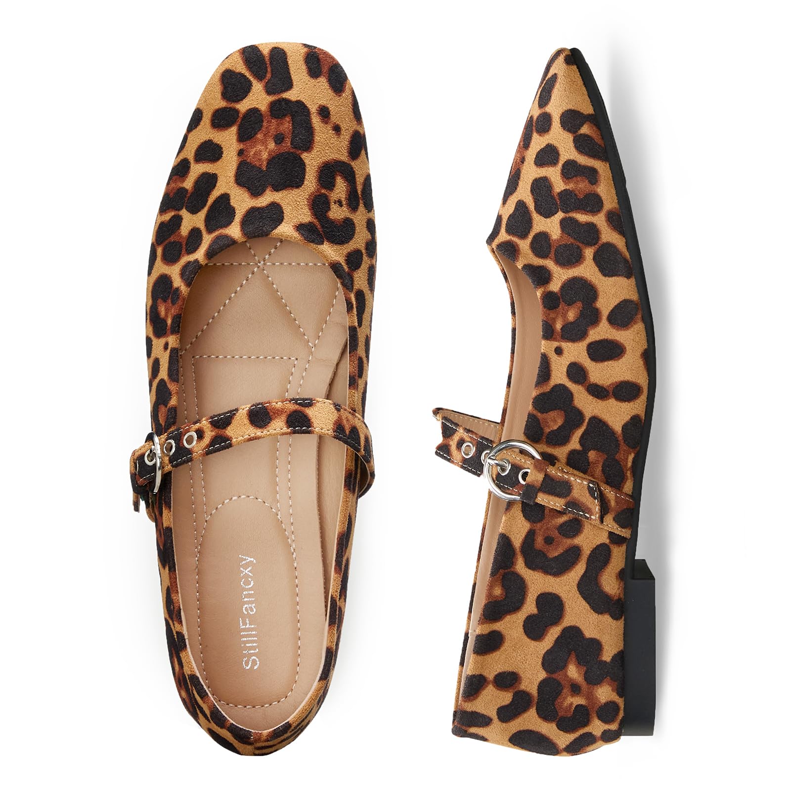 StillFancxy Mary Jane Flats Square Toe Adjustable Strap Ballet Flats ...
