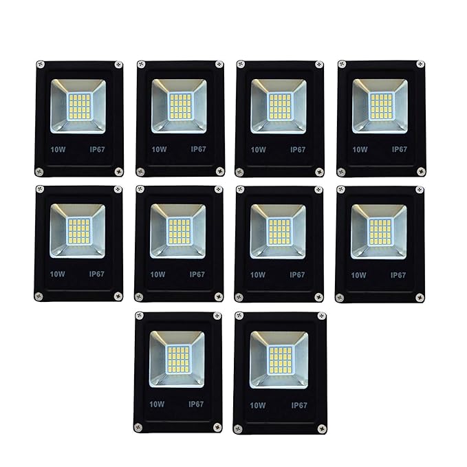 Premium Flood Street Metal Outdoor IP6667 Light Waterproof (10 WATT) Cool White -Pack of 10