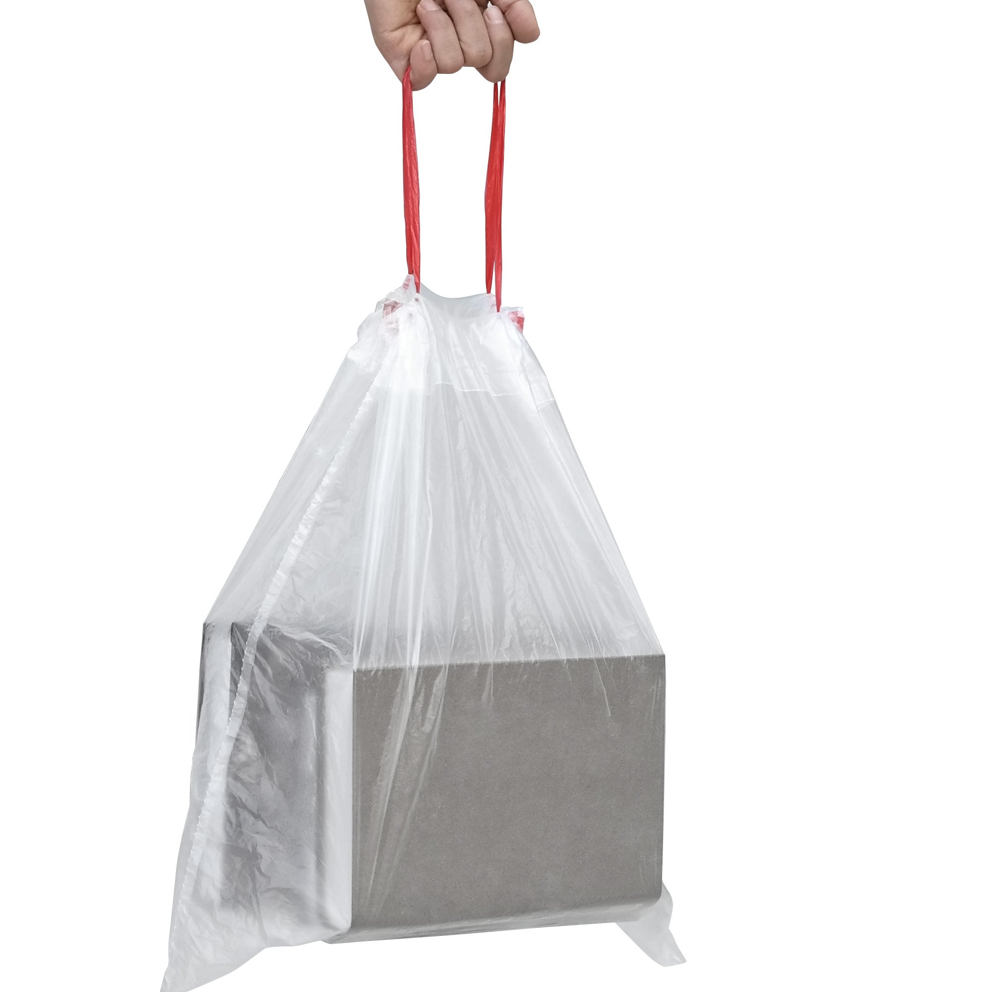 Pekky 2.6 Gallon Small Drawstring Trash Bags, Clear, Heavy Duty, 120