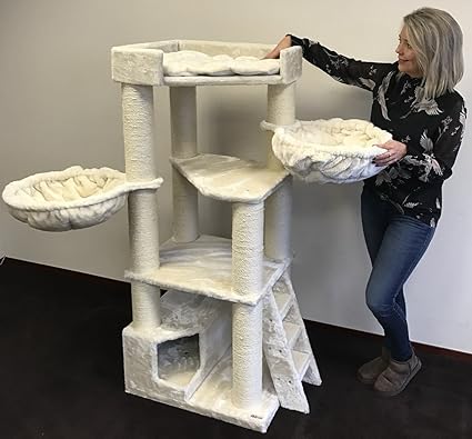 Rhrquality Cat Tree For Large Cats Corner Coon Beige Xxl Extra Big Breed Trees Scratch Post And Adult Towers Furniture Scratcher Activity Centre Amazon Co Uk Pet Supplies