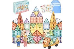 TRUULOOP Sparkle Party Magnetic Tiles |101 Pcs Magnetic Building Blocks, Educational Building Toy| Sparkling Magnetic Tile Color Magnet Toy for Kids Ages 3+ | STEM Toys Building Block, Gift for Kids