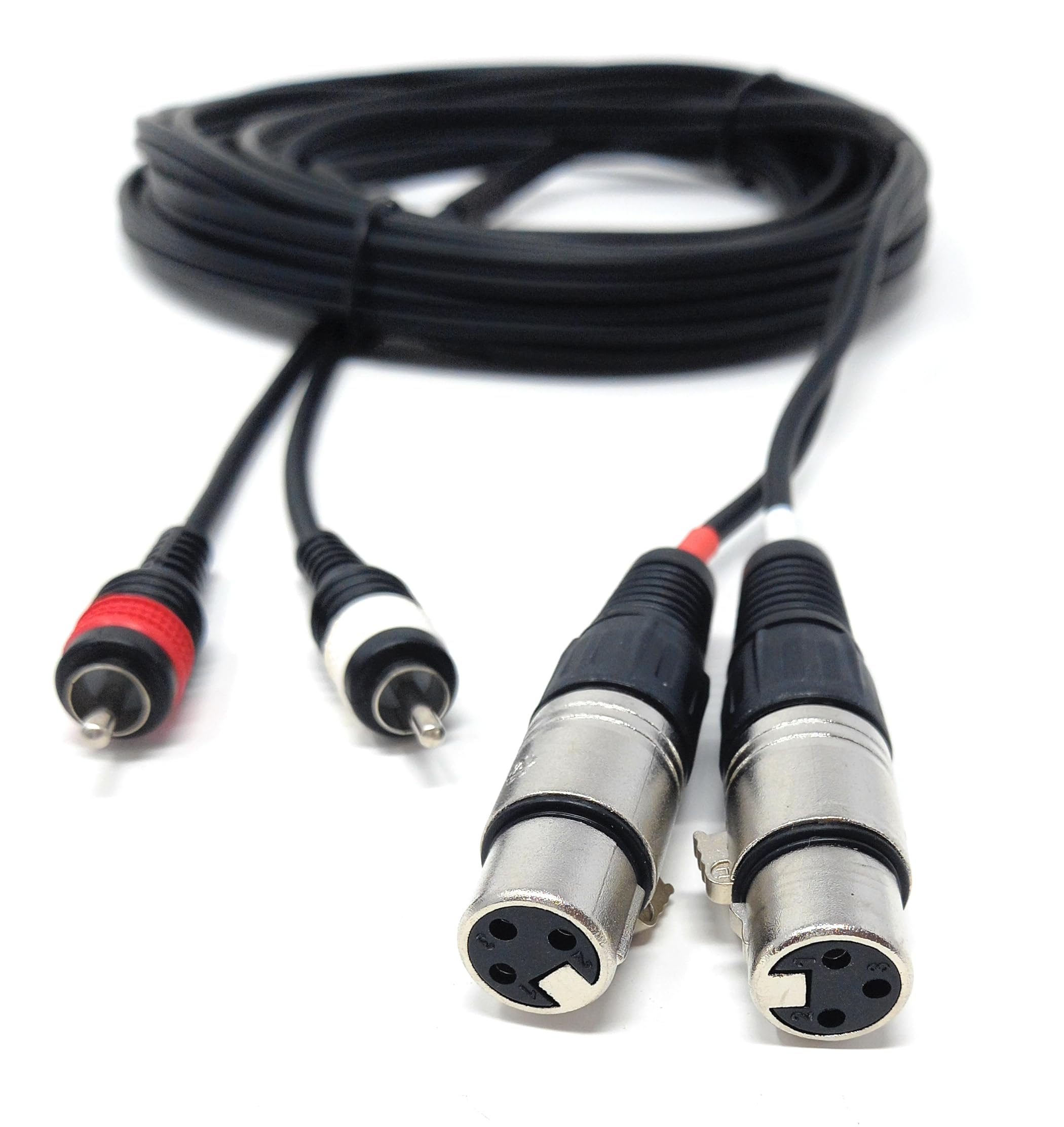 DRUT 6m Twin 2 x XLR Female Sockets to 2 x RCA Phono Male Plugs Shielded Stereo Audio Cable Compatible with Mixers, Amplifiers, Music Instruments 20ft